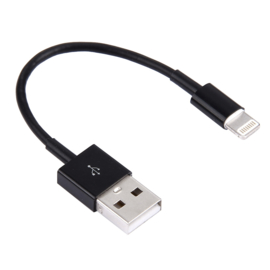 Lightning Oplader en Data USB Kabel voor iPad en iPhone  10cm. Zwart