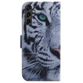 BookCover Hoes Etui voor Samsung Galaxy A14  -    Tijger - Zwart Wit