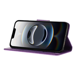 PU BookCover Hoes Etui voor Apple iPhone 16e  -  Vlinders - Paars