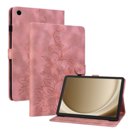 Luxe Bescherm-Etui Hoes Map voor Samsung Galaxy Tab A9 Plus  -  11"  -    Lelie  - Roze