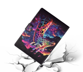 Luxe Bescherm-Etui Hoes Map voor Samsung Galaxy Tab A9 Plus - 11 -    "Giraffe" Zwart