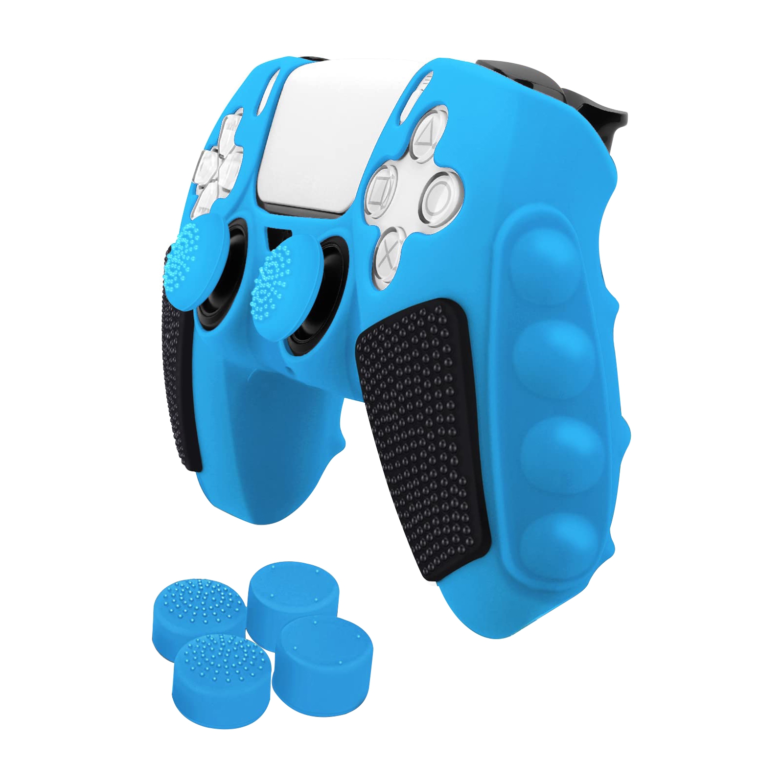 Grip Silicone Hoes / Skin met 4 Thumb Grips voor Playstation 5 PS5 DualSense Controller  -  Blauw  -   V3