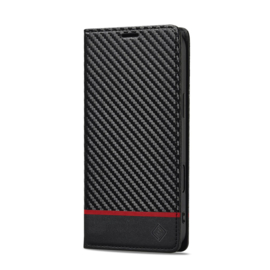 Luxe BoekCover Hoes Etui voor Apple iPhone 17 -   Zwart   -  Rood  -  Carbon