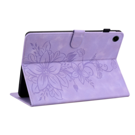 Luxe Bescherm-Etui Hoes Map voor Samsung Galaxy Tab A9 - A11  -  8.7"  -    Hart en Vlinder  -  Paars - Lila