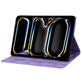 Luxe Bescherm-Etui Map voor iPad Pro 11 - 2024 -  Paars - Kat op Muurtje