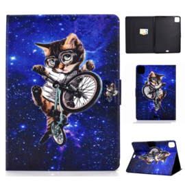 Bescherm Cover Hoes Map voor iPad Air 4  10.9 -   Cool Cat on Bike