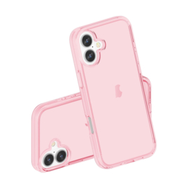 Transparant Hard-Cover Bescherm-Hoes + Screenprotector voor iPhone 16 - Roze