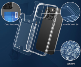TPU Bescherm-Hoes Skin Cover met Pas-vak voor IPhone 15  - Transparant