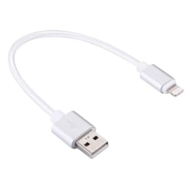 Luxe Lightning Oplader - Data USB Kabel voor iPhone X - XS Max  10cm. Zilver
