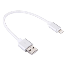 Oplader en Data USB Kabel voor iPod Touch - iPad - iPhone  10cm. Zilver