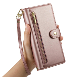 Luxe Portemonnee - Etui  Hoes Tas voor Samsung Galaxy A57   - Met Schouder - Draagkoord - Roze