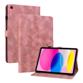 Bescherm-Etui Hoes Map Cover voor  Apple iPad 10 - A16 - 10.9 - 2022 - 2025 - Lelie - Roze