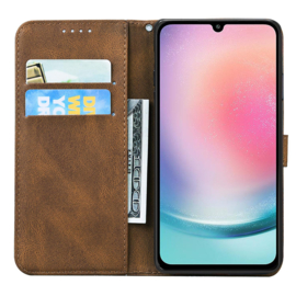 BoekCover Etui Hoes voor Samsung Galaxy A57 -  Bruin  -  Vlinder  - Reliëf