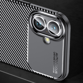 Luxe TPU Carbon  Bescherm-Hoes Cover Skin voor iPhone 16   -   Zwart