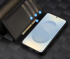 Luxe BoekCover Hoes Etui voor Samsung Galaxy S26 ULTRA -   Zwart   -  Rood  -  Carbon