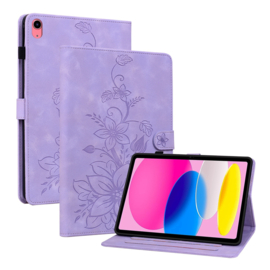 Bescherm-Etui Hoes Map Cover voor  Apple iPad 10 - A16 - 10.9 - 2022 - 2025 - Lelie - Paars