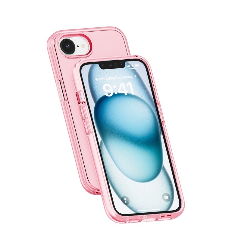 Transparant Hard-Cover Bescherm-Hoes + Screenprotector voor iPhone 16e  -  Roze
