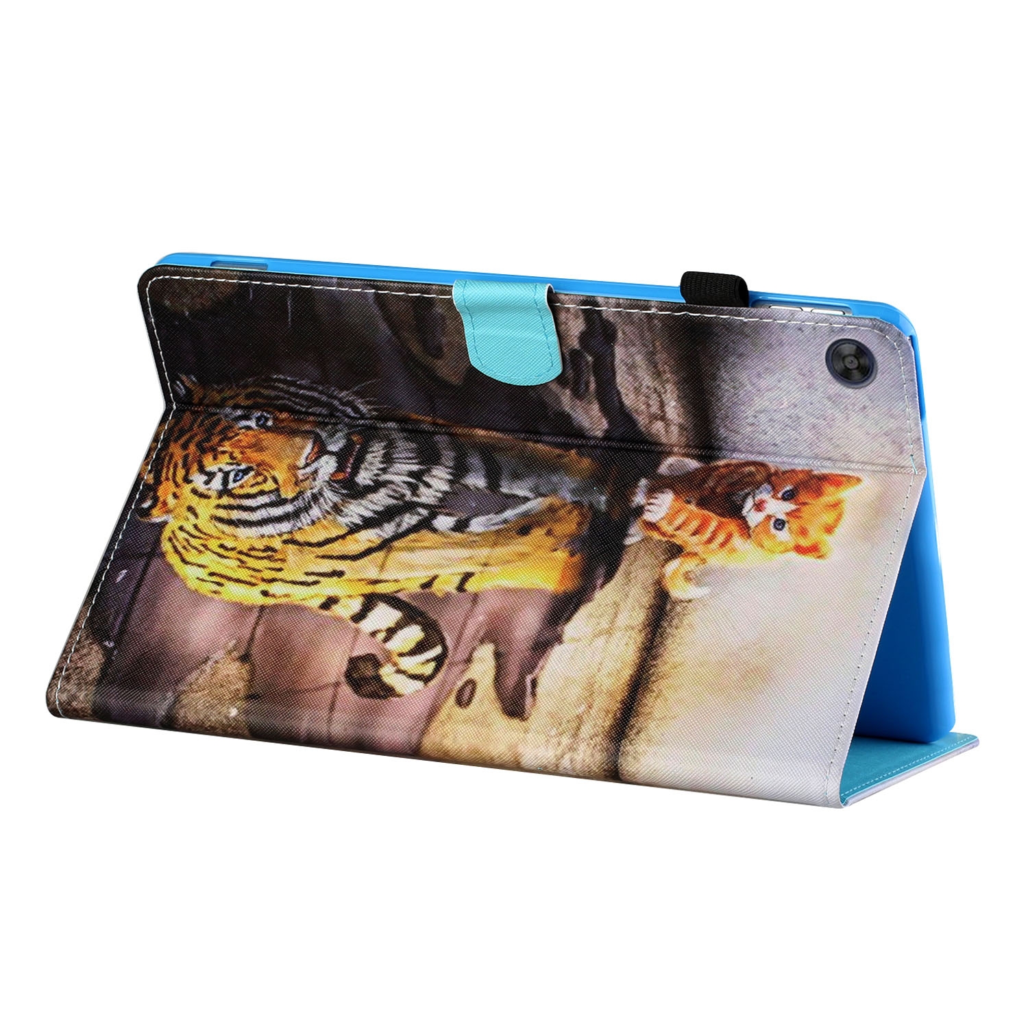 Bescherm-Etui Hoes Map voor Samsung Galaxy Tab A9 Plus - 11 -  Kitten-Tijger - Schilderij-stijl