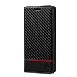 Luxe BoekCover Hoes Etui voor Samsung Galaxy A37 - A36 - A56 -   Zwart   -  Rood  -  Carbon - V1
