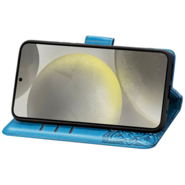 PU BoekCover Hoes Etui voor Samsung Galaxy A36 - A56   Turquoise  -  Vlinder. Reliëf