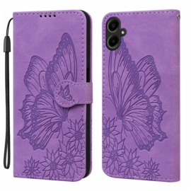 BoekCover Etui Hoes voor Samsung Galaxy A06 - A07  -  Paars -  Vlinder  - Reliëf