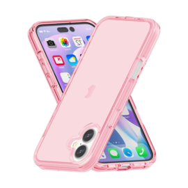 Transparant Hard-Cover Bescherm-Hoes + Screenprotector voor iPhone 16 - Roze