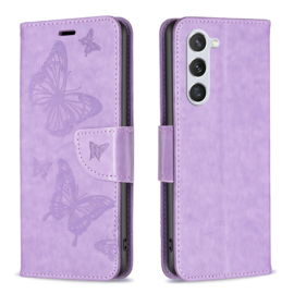 PU BookCover Hoes Etui voor Samsung Galaxy S24     Vlinders - Paars