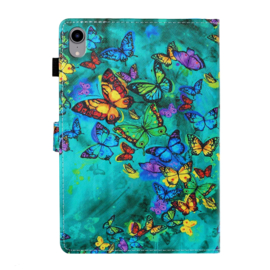 Luxe Bescherm-Etui Hoes Map voor iPad Mini 6 - Mini 7   -    Vlinders  -  Groen