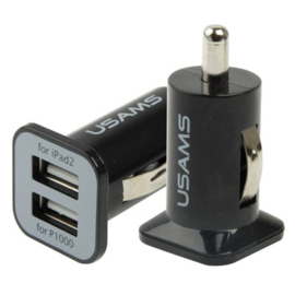 Mini Duo USB 12v Auto-Oplader voor iPad - iPhone  - iPod  3.1 amp