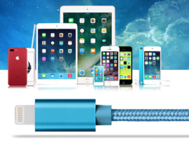 Luxe Metalen Lightning Oplader - Data USB Kabel voor iPhone - iPad  100cm. Zwart