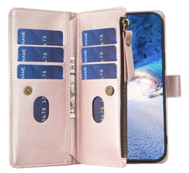 9 Pas - Luxe BookCover Wallet Etui voor Samsung Galaxy S24  -  S25  Roze - Goud