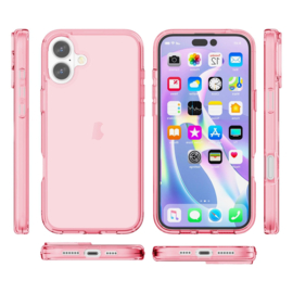 Transparant Hard-Cover Bescherm-Hoes + Screenprotector voor iPhone 16 - Roze