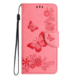 PU BookCover Hoes Etui voor Samsung Galaxy  A35    Roze Vlinders
