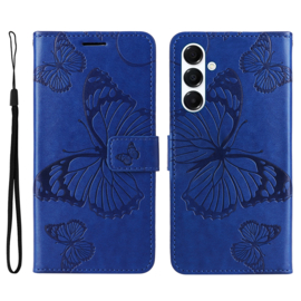 PU BookCover Hoes Etui voor Samsung Galaxy A16 - A26  - Blauw -   Vlinders