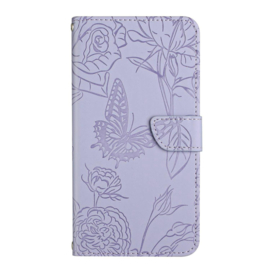 PU BoekCover Hoes Etui voor Samsung Galaxy A57  -   Lila-Paars  -  Vlinders