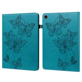 Bescherm-Etui Hoes Map voor Samsung Galaxy Tab A9 Plus - 11 -   Vlinders - Turquoise