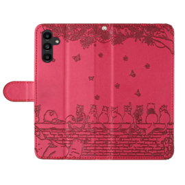 BookCover Hoes Etui voor Samsung Galaxy S26 PLUS  -  Rood  - Katten op Muurtje - Reliëf