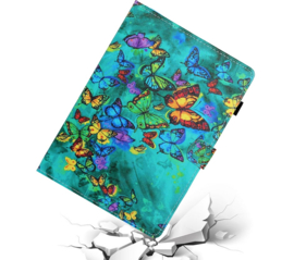 Luxe Bescherm-Etui Hoes Map voor Samsung Galaxy Tab A9 Plus  -  11"  -    Vlinders - Groen