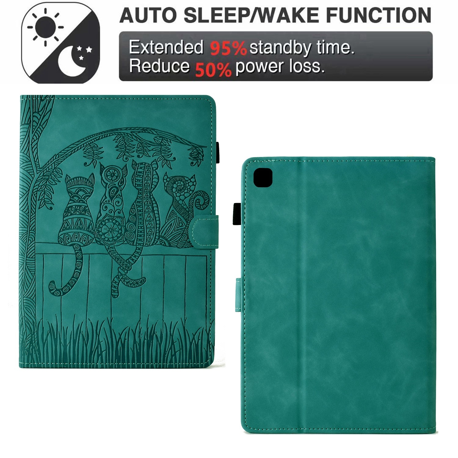 Bescherm-Etui Hoes Map voor  Apple iPad 10 - A16 - 10.9 - 2022 - 2025 - Cartoon Cats - Groen
