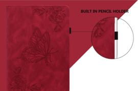 Luxe Bescherm-Etui Map voor iPad Air 6 11" - 2024 - Rood  - Vlinder