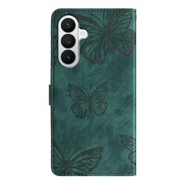 BoekCover Hoes Etui voor Samsung Galaxy A37 - A36 - A56 -  Groen  -  Vlinders -  Reliëf