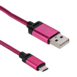 USB 2.0 - Micro USB Oplader en Data Kabel - 1,2 meter  Roze 
