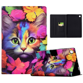 Luxe Bescherm-Etui Hoes Map voor Samsung Galaxy Tab A9 Plus - 11 -    "Rainbow Kitten"