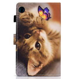 Bescherm-Etui Hoes Map voor Samsung Galaxy Tab A9 Plus - 11 -  Kitten - Vlinder