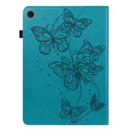 Bescherm-Etui Hoes Map voor Samsung Galaxy Tab A9 Plus - 11 -   Vlinders - Turquoise