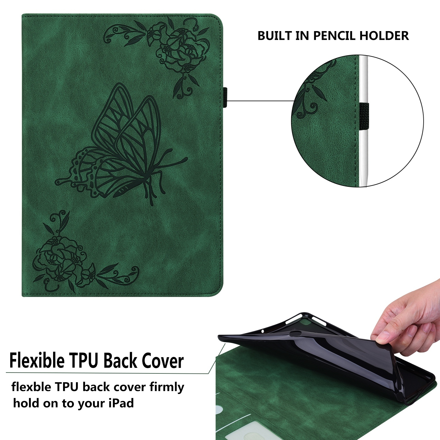 Bescherm-Etui Hoes Map voor Xiaomi Pad 7  -   Vlinders -   Groen