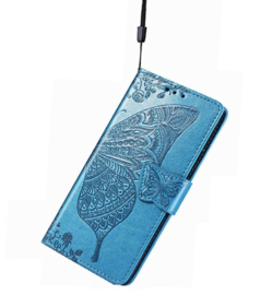 PU BookCover Hoes Etui voor Samsung Galaxy A06    Vlinders   Turquoise