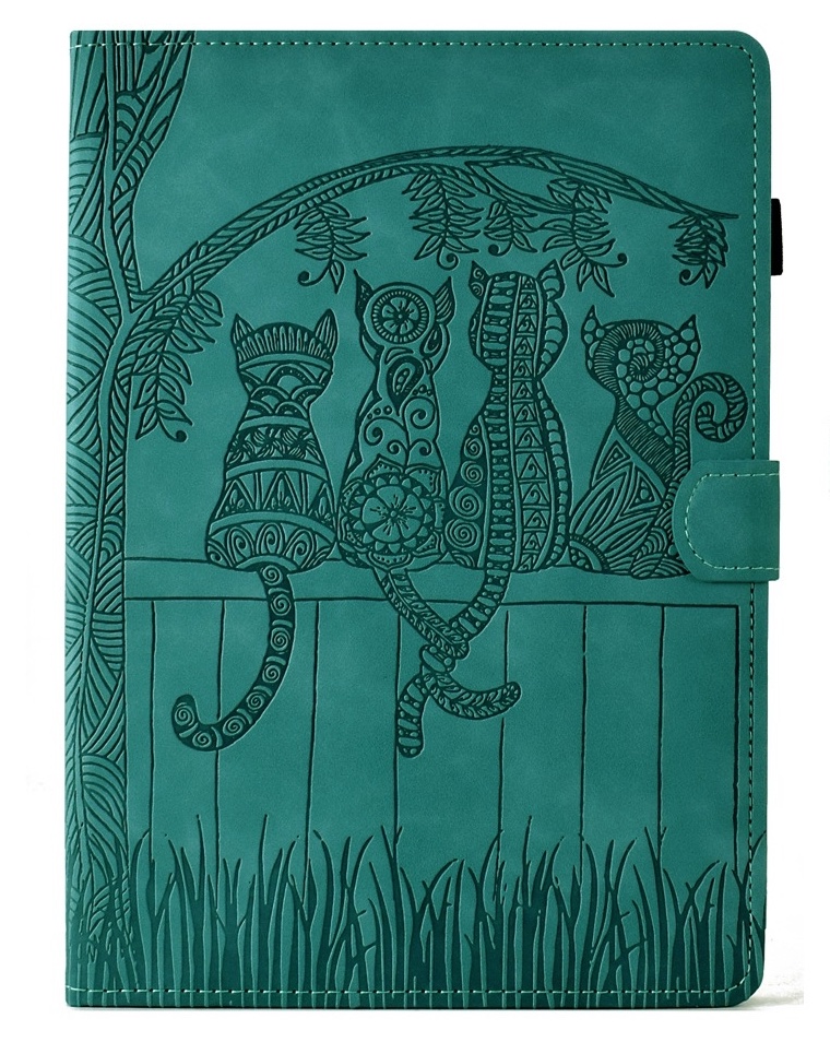 Bescherm-Etui Hoes Map voor  Apple iPad 10 - A16 - 10.9 - 2022 - 2025 - Cartoon Cats - Groen