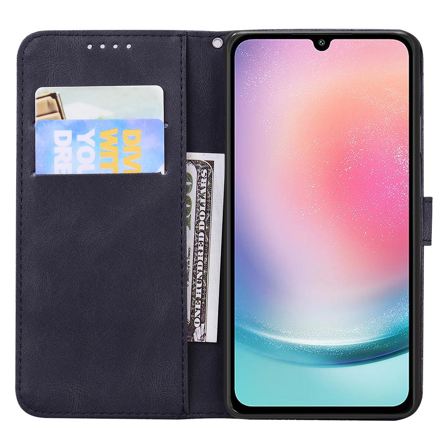 BoekCover Etui Hoes voor Samsung Galaxy A36 - A56  -  Zwart   -  Vlinder  - Reliëf