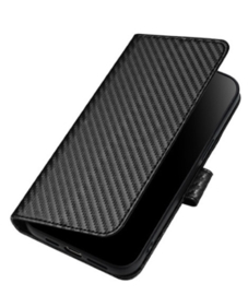 Luxe BookCover Hoes Etui voor iPhone SE 4 - 2024     Zwart-Carbon